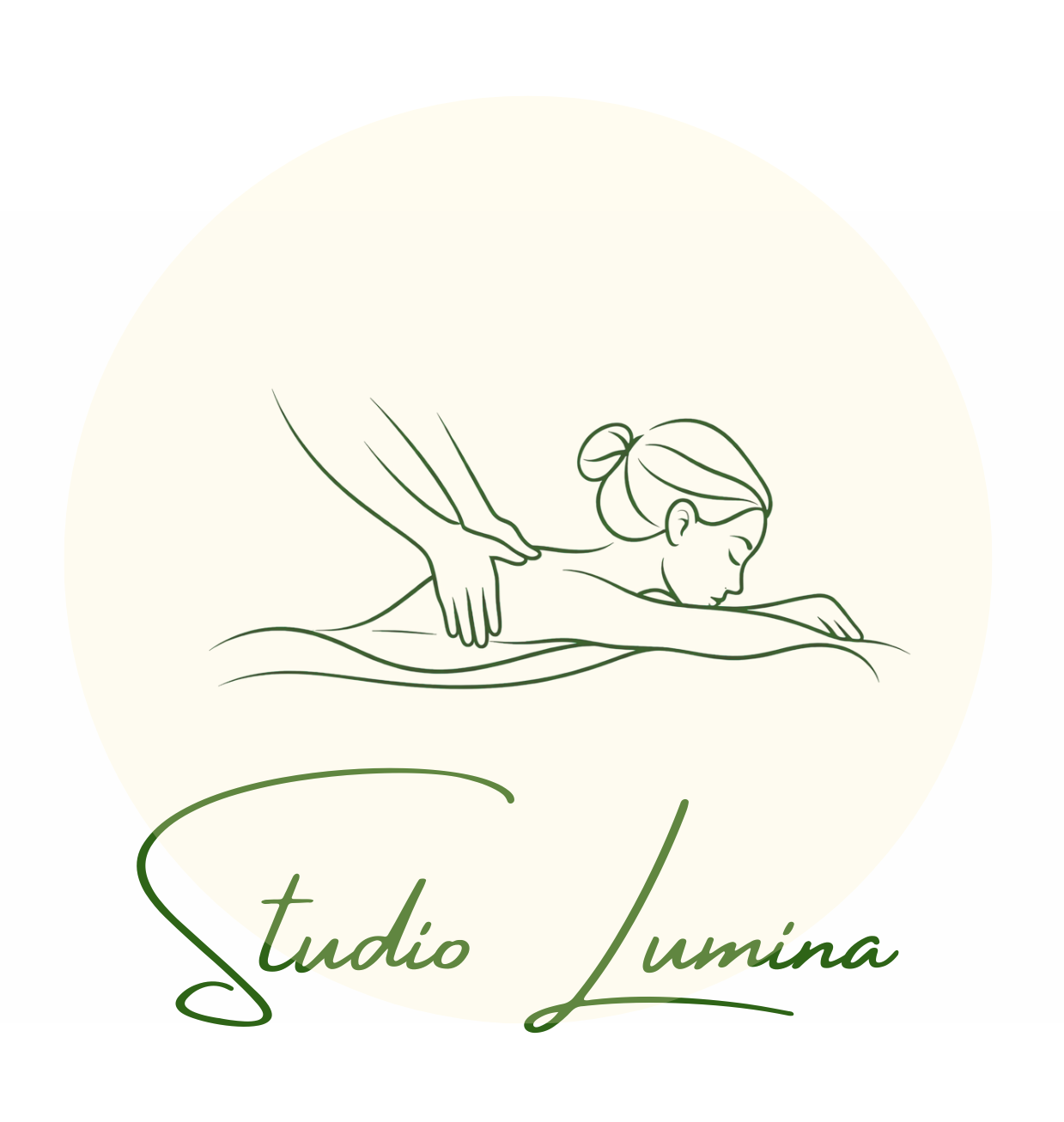 Logo Lumina Studio za masažu s elegantnim simbolom svjetlosti